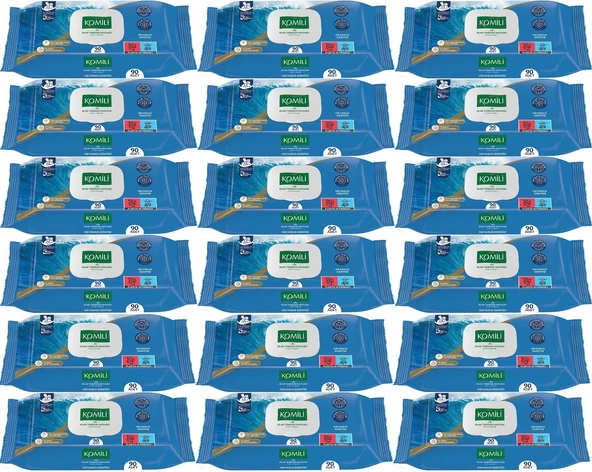 Komili Islak Havlu Mendil 90 Yaprak Okyanus Esintisi (18 Li Set) Pratik Kapaklı (1080 Yaprak)