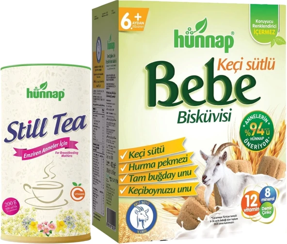 Hünnap Still Tea Emziren Anneler İçin Süt Arttırıcı İçecek 200GR + Bebe Bisküvisi 400GR (2 Li Set)
