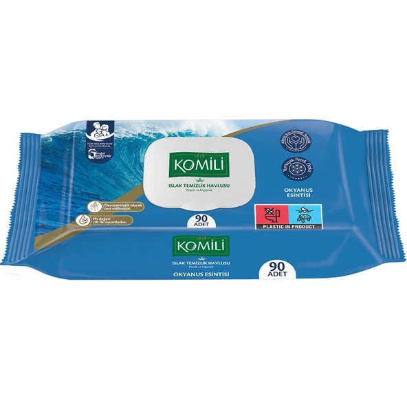 Komili Islak Havlu Mendil 90 Yaprak Okyanus Esintisi (3 Lü Set) Pratik Kapaklı (270 Yaprak) - 2