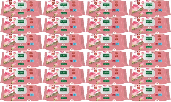 Komili Islak Havlu Mendil 90 Yaprak Gül Kokulu (24 Lü Set) Pratik Kapaklı (2160 Yaprak)