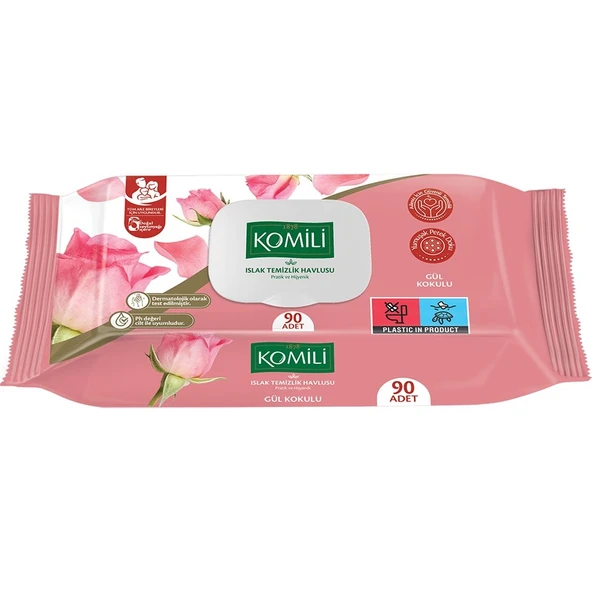 Komili Islak Havlu Mendil 90 Yaprak Karma 2 Li Set (Okyanus Esintisi-Gül Kokulu) 180 Yaprak - 8