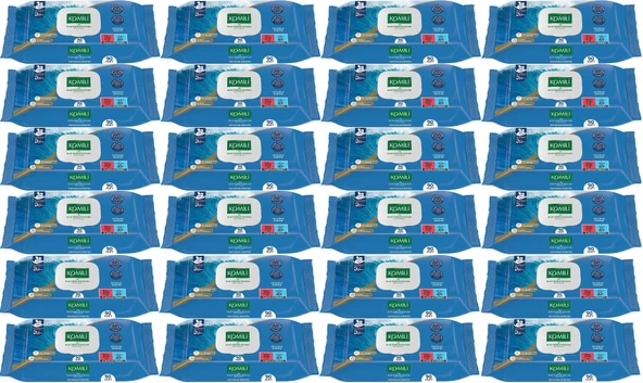 Komili Islak Havlu Mendil 90 Yaprak Okyanus Esintisi (24 Lü Set) Pratik Kapaklı (2160 Yaprak)