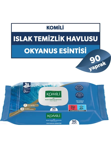 Komili Islak Havlu Mendil 90 Yaprak Okyanus Esintisi (4 Lü Set) Pratik Kapaklı (360 Yaprak) - 3