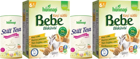 Hünnap Still Tea Emziren Anneler İçin Süt Arttırıcı İçecek 200GR + Bebe Bisküvisi 400GR (4 Lü Set)