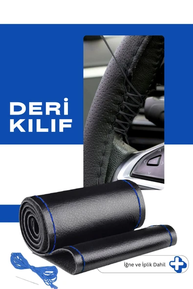 Kırmızı Dikişli Hakiki Deri Dikme Direksiyon Kılıfı