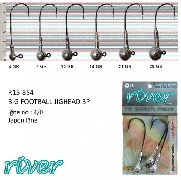 River Big Football Jighead 10Gr  3’Lü Paket - 3