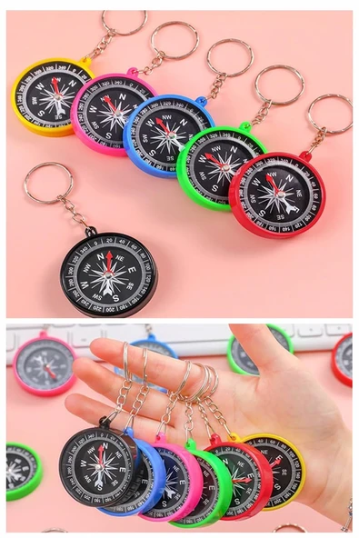 Pusula Anahtarlık Renkli 4 Adet Küçük Pusula Okul Deney Gezi Cep Pusulası Manyetik Pusula Plastik Öğrenci - 4