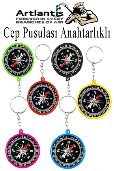 Pusula Anahtarlık Renkli 6 Adet Küçük Pusula Okul Deney Gezi Cep Pusulası Manyetik Pusula Plastik Öğrenci