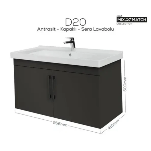 Creavit D20 Kapaklı Lavabo Dolabı Antrasit