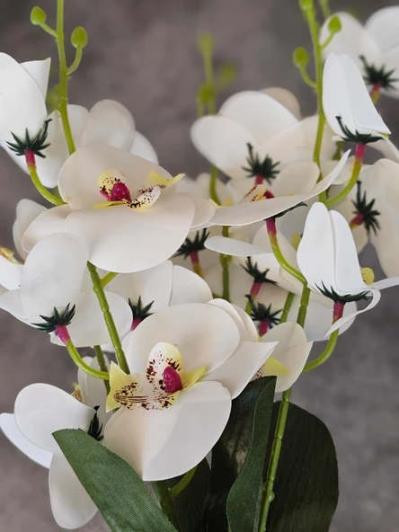 45 cm Yapay Islak Orkide Dekorasyon Beyaz Orkide Demeti - Resim 3