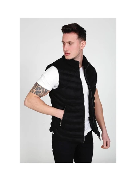 Xavir Fermuarlı Erkek Slim Fit Süet Yelek 7194