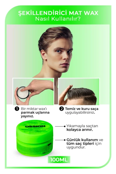 Ossion Mat Saç Şekillendirici Wax 100 ml - 3