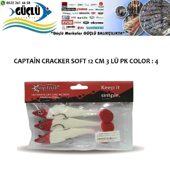 Levrek Turna Silikonu Captaın Cracker Soft 12 Cm 3’Lü Pk Renk : 4 ürün görseli