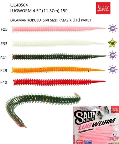 Lrf Silikonu Luckyjohn Lugworm 11,5Cm Kokulu 15’Li Pk Renk:F40 - Resim 2
