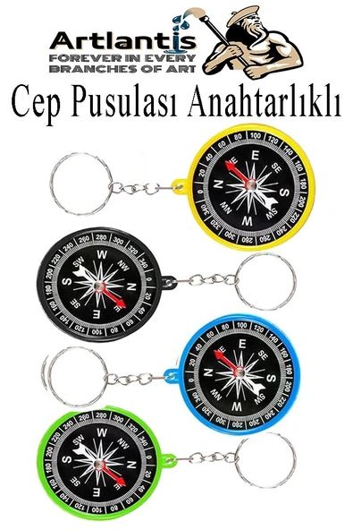 Pusula Anahtarlık Renkli 4 Adet Küçük Pusula Okul Deney Gezi Cep Pusulası Manyetik Pusula Plastik Öğrenci