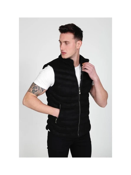 Xavir Fermuarlı Erkek Slim Fit Süet Yelek 7194 - 2