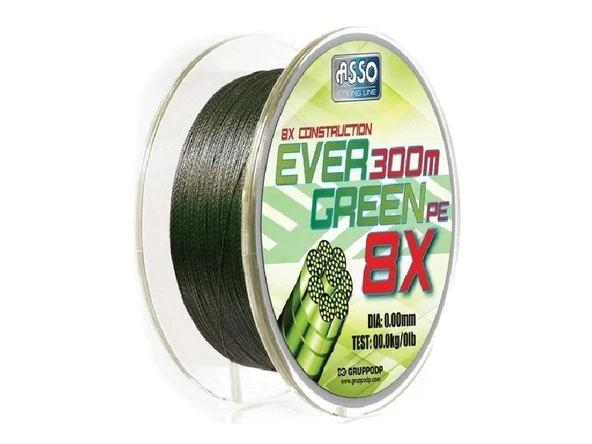 Asso Evergreen 8X 300Mt İp Misina 0,18Mm - 0,41Mm Arası 0,32Mm - Resim 2