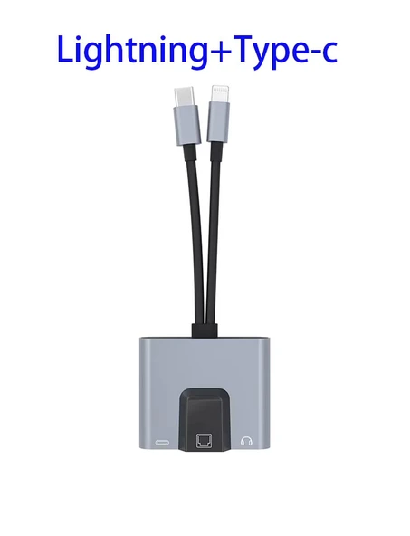 3 in 1 Lightning & Type-C Ethernet Adaptörü – RJ45, AUX, Şarj Desteği Zr815 - 2