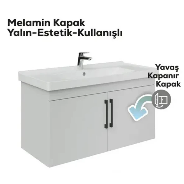 D20 Kapaklı Lavabo Dolabı Beyaz - 3