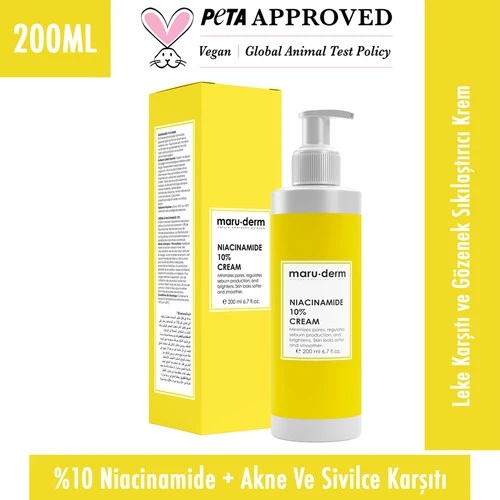 Maruderm Niacinamide %10 Leke Karşıtı Ve Gözenek Sıkılaştırıcı Krem 200 Ml (w)