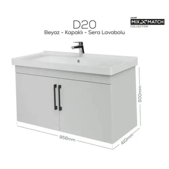 D20 Kapaklı Lavabo Dolabı Beyaz - 1