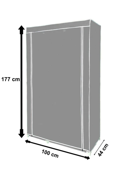 Stark TekYandan Raflı Çelik Profilli Bez Dolap Çift Askılı - 3