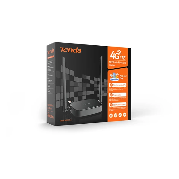 Tenda 4G03 Pro N300 Wi-Fi 4G LTE Router - 4