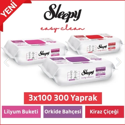 Sleepy Easy Clean Lilyum Buketi + Orkide Bahçesi + Kiraz Çiçeği 3X100 (300 Yaprak)