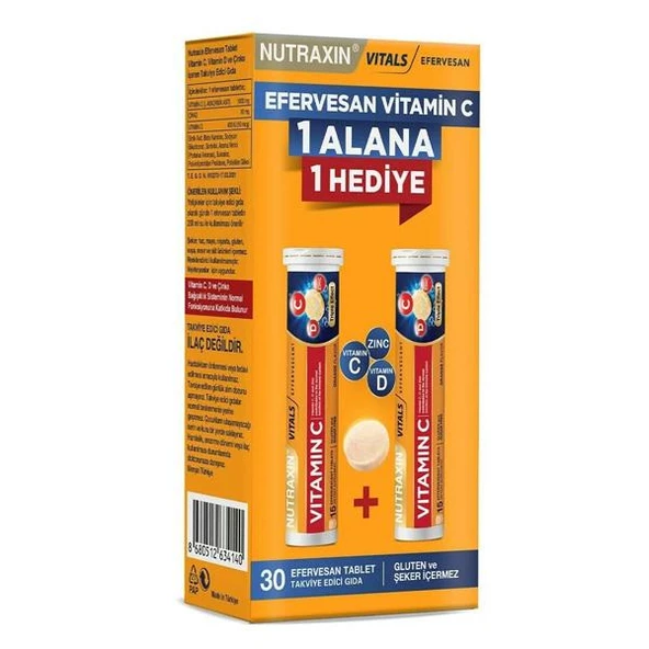 Nutraxin Vitamin C D Zinc 15 Efervesan Tablet - İkili Kofre