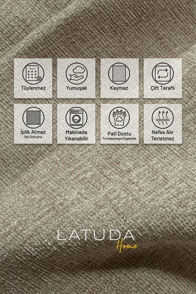 Jakarlı Şönil Koltuk Örtüsü | Kanepe Örtüsü | Koltuk Şalı 175x215 Kaymaz Kil - 2