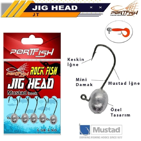 Portfish Jig Head Mustad İğneli 1,5Gr 5’Li Paket - Resim 3