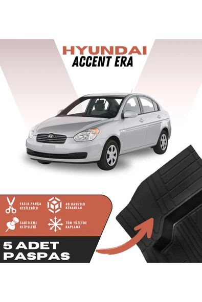 X-Vega Hyundai Accent Admire 2001-2005 4D Havuzlu Paspas Siyah
