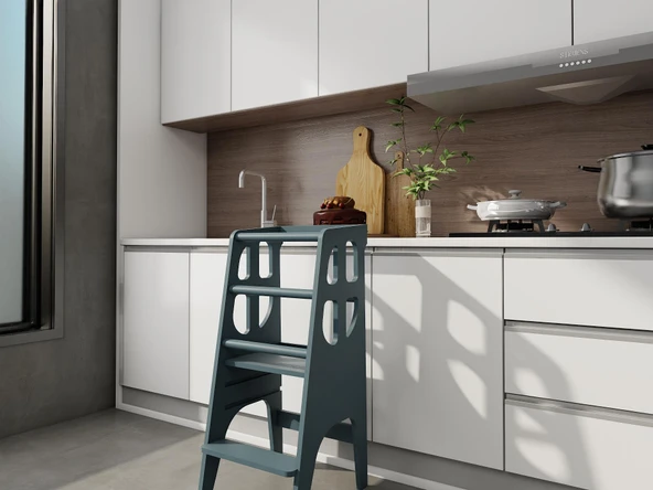 Antrasit Ahşap Çocuk Öğrenme-Etkinlik Kulesi - Resim 2