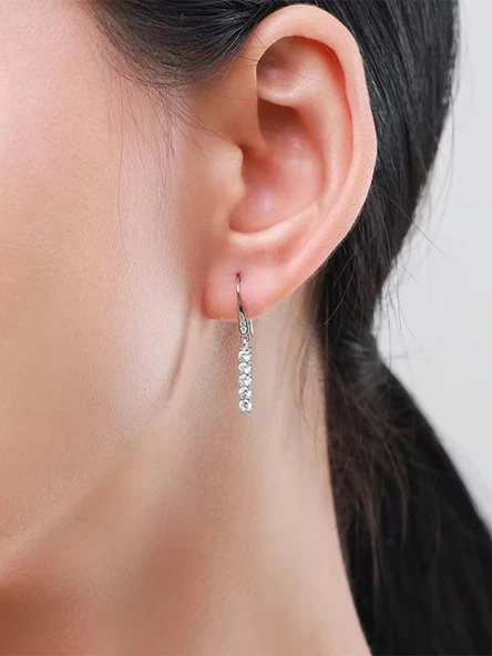 Timeless Series Işık Dansı Çengelli Kadın Gümüş Küpe - Resim 2