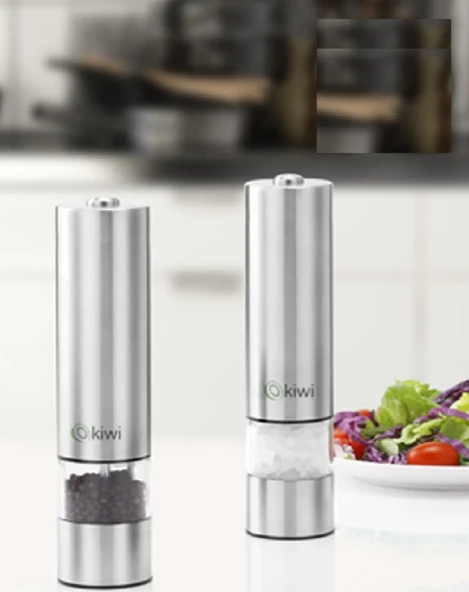 2Lİ SET KİWİ KSPG 4806 PİLLİ-LED IŞIKLI OTOMATİK TUZ-KARABİBER DEĞİRMENİ 2Lİ SET