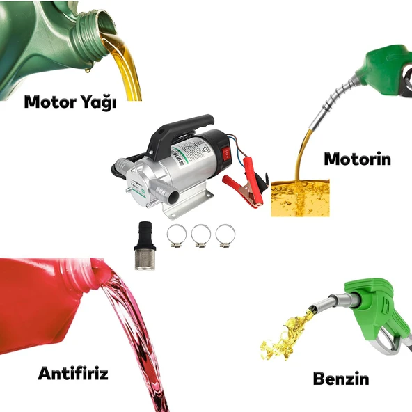 Araba Araç Otomobil Benzin Mazot Yağ Su Pompası 12 V Yakıt Transfer İkmal Aktarma Pompası 200 W - 3