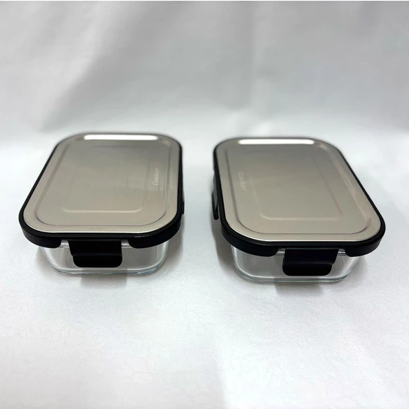 Cooker CKR3487 Cam Saklama Kabı 640 ml Siyah 2 Adet