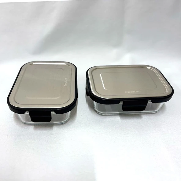 Cooker CKR3487 Cam Saklama Kabı 640 ml Siyah 2 Adet - 3