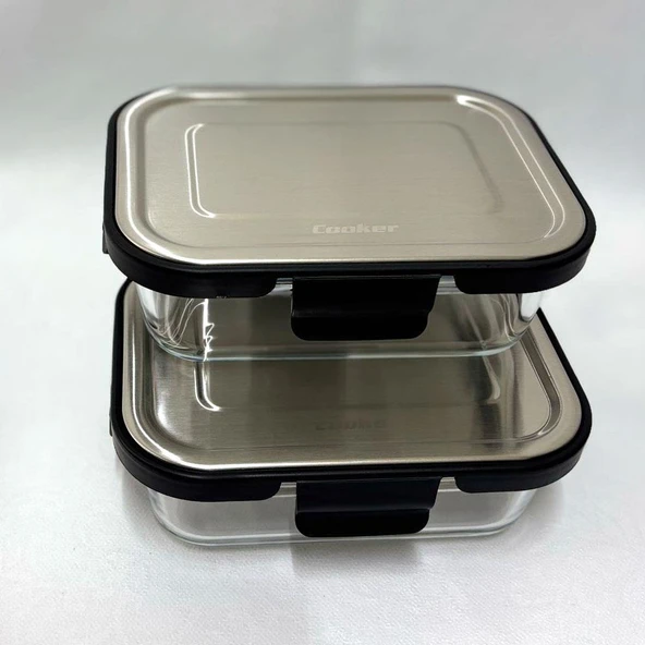 Cooker CKR3487 Cam Saklama Kabı 640 ml Siyah 2 Adet - 2