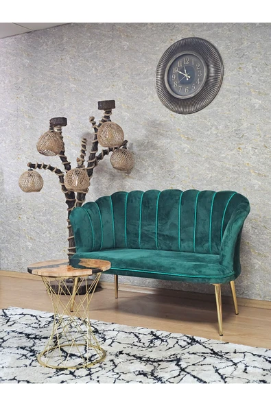 İkili Gold Kaplama Sivriltme Ayak Yeşil Döşeme Papatya Çay Seti Koltuk Takımı , Balkon, Salon, Ofis, Cafe Koltuk Takımı - Resim 3