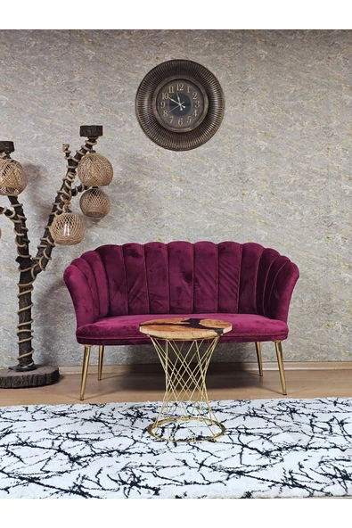 İkili Gold Kaplama Sivriltme Ayak Bordo Döşeme Papatya Çay Seti Koltuk Takımı , Balkon, Salon, Ofis, Cafe Koltuk Takımı