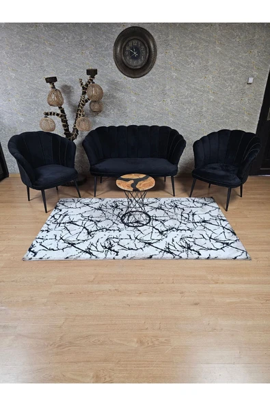 Siyah Boyalı Sivriltme Ayak Siyah Döşeme Papatya Çay Seti Koltuk Takımı , Balkon, Salon, Ofis, Cafe Koltuk Takımı - 3