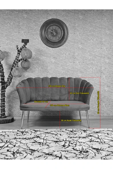 Krom Kaplama Sivriltme Ayak Gri Döşeme Papatya Çay Seti Koltuk Takımı , Balkon, Salon, Ofis, Cafe Koltuk Takımı - 7