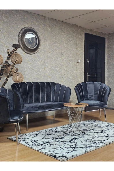 Krom Kaplama Sivriltme Ayak Füme Döşeme Papatya Çay Seti Koltuk Takımı , Balkon, Salon, Ofis, Cafe Koltuk Takımı - Resim 5