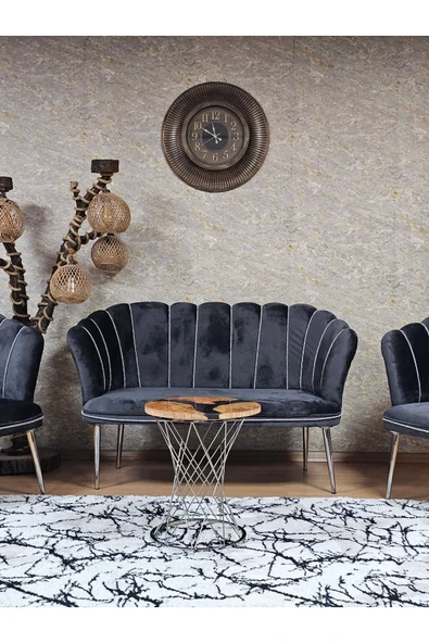 Krom Kaplama Sivriltme Ayak Füme Döşeme Papatya Çay Seti Koltuk Takımı , Balkon, Salon, Ofis, Cafe Koltuk Takımı - Resim 2