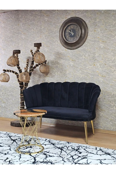 İkili Gold Kaplama Sivriltme Ayak Siyah Döşeme Papatya Çay Seti Koltuk Takımı , Balkon, Salon, Ofis, Cafe Koltuk Takımı - Resim 3