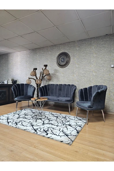 Krom Kaplama Sivriltme Ayak Füme Döşeme Papatya Çay Seti Koltuk Takımı , Balkon, Salon, Ofis, Cafe Koltuk Takımı - Resim 6