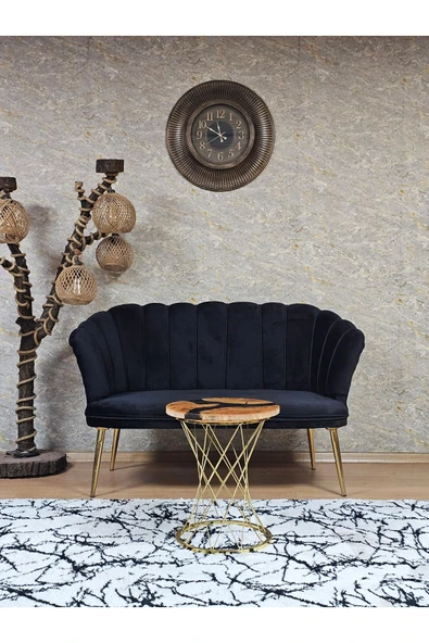 İkili Gold Kaplama Sivriltme Ayak Siyah Döşeme Papatya Çay Seti Koltuk Takımı , Balkon, Salon, Ofis, Cafe Koltuk Takımı