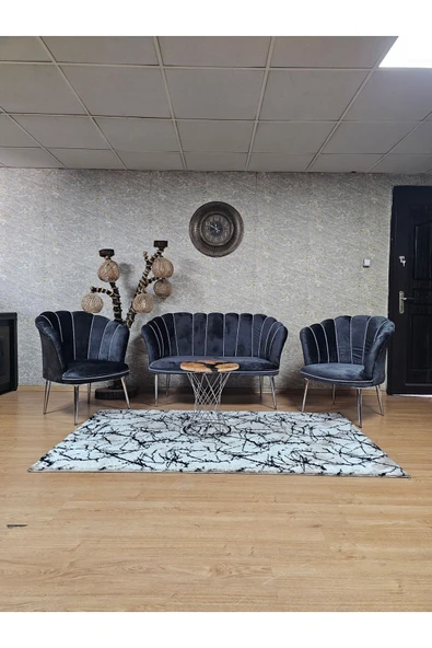 Krom Kaplama Sivriltme Ayak Füme Döşeme Papatya Çay Seti Koltuk Takımı , Balkon, Salon, Ofis, Cafe Koltuk Takımı ürün görseli