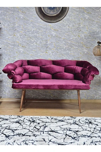 Ikili Bakır Boyalı - Bordo Döşeme | Balon Çay Seti | Balkon Koltuk | Berjer | Balkon Çay Seti - Resim 2